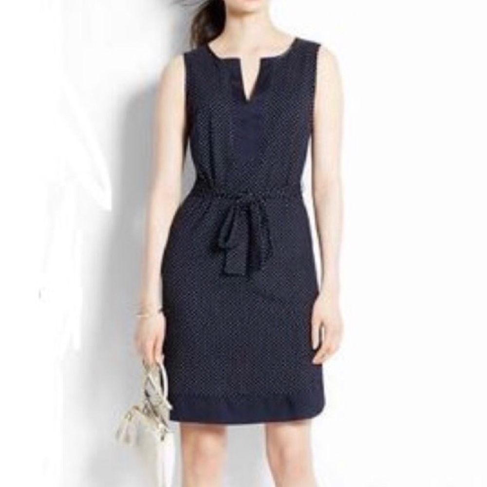 Ann Taylor Polka Dot Navy Sleeveless Dress size S